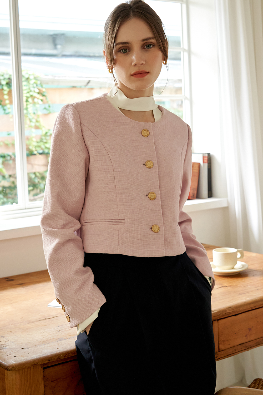 Bonita Neat Tweed Jacket (Pink)